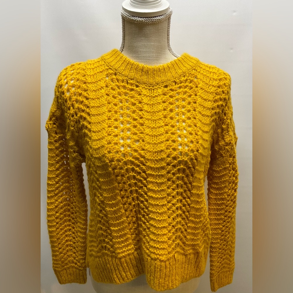 Madewell Windemere Pointelle Pullover Sweater yellow Sz XS